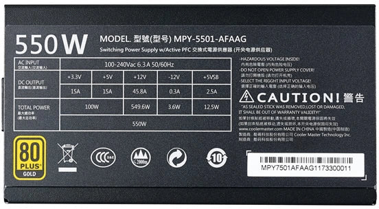 Refurbished Cooler Master MWE Gold 550 Full Modular Refurbished Cooler Master MWE Gold 550 Full Modular